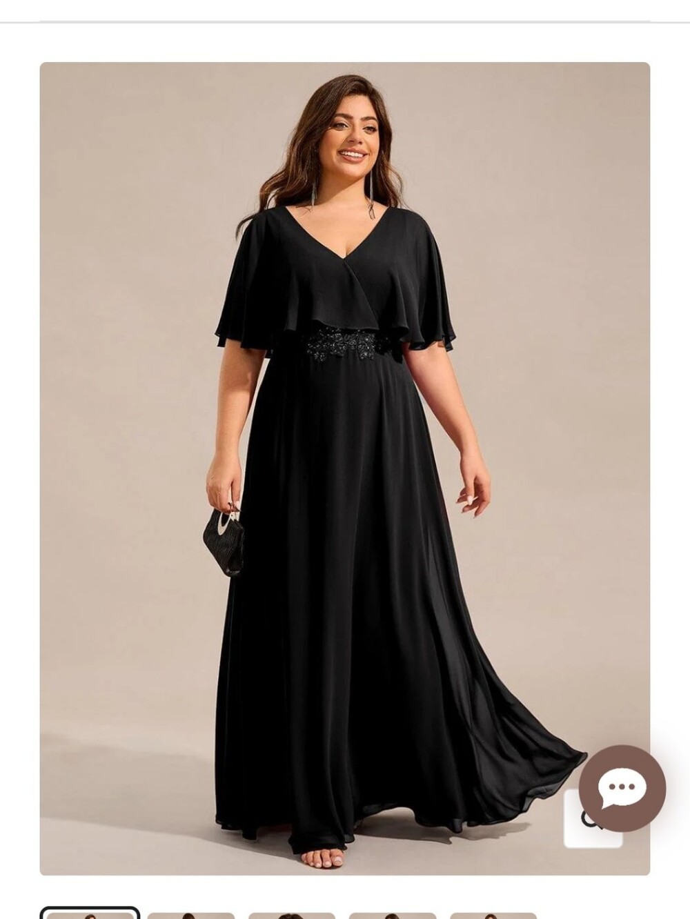 Ever Pretty Black V-Neck Maxi Dress with Lace Waist